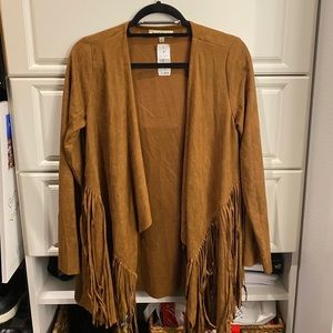 Brown suede fringe jacket